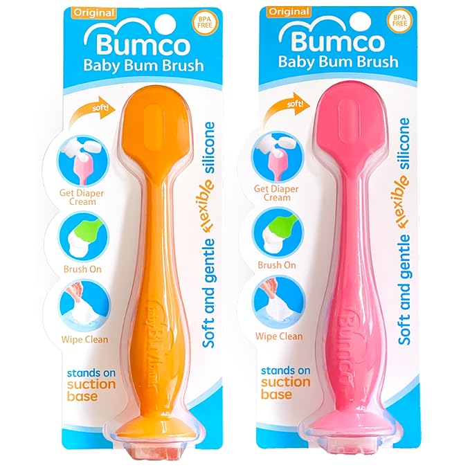 Bumco Diaper Cream Spatula (2-Pack) - BPA-Free Diaper Bag Essentials, Soft & Flexible Butt Spatula Baby, Mom-Invented Butt Paste Spatula, Diaper Cream Applicator, Bumco Baby Bum Brush, Diaper Spatula
