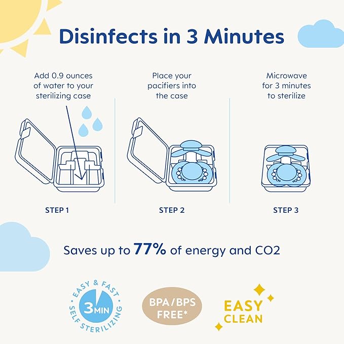 MAM Original Baby Pacifiers 0-6 Months, Binky for Newborn Babies, BPA-Free Skin Soft Silicone Nipple, Glows in The Dark, Developed with Medical Experts, 2 Count, Sterilizer Case, Made in Europe