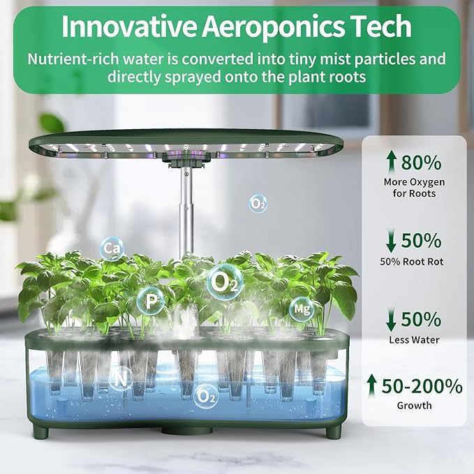 Hydroponics Growing System Kit Indoor: Aeroponics Herb Garden Kit 15 Pods, 3 Grow Modes, 24H Timer Hydroponic Gardening System, Quiet Smart Water Pump Hydroponic Planter For Home Kitchen Office