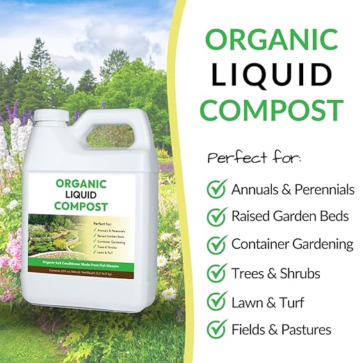Organic Liquid Compost: Fast-Acting Alternative to Messy and Smelly Composting | Compost Tea Concentrate Perfect for Brewing Compost Teas (1 Gallon, Treats Up to 20,000 Sq.Feet)
