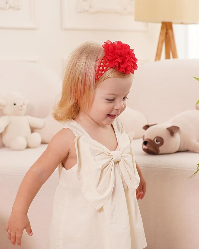 jollybows 18pcs Baby Girls Headband Chiffon Flower Soft Stretchy Hair Band Hair Accessories for Baby Girls Newborns Infants Toddlers and Kids