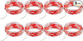 VOOKRY 8 Pack 30 LED Fairy Lights Battery Operated String Lights - 10 ft Red Mini Silver Wire Firefly Starry Moon Lights Waterproof for DIY Crafts Wedding Party Table Centerpieces Bedroom Christmas