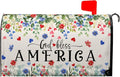 God Bless Patriotic Mailbox Covers 4th of July Mailbox Cover Magnetic Standard Size 21x18 in Red and Blue Floral Post Letter Box Cover Wrap Outdoor Decor for Garden Eucalyptus Leaf