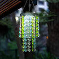Hanging Solar Crystal Chandelier Outdoor, 21” Modern Solar Multicolor Acrylic Beaded Lantern with Cool White LED S Hooks for Garden Yard Patio Gazebo Outside Decor