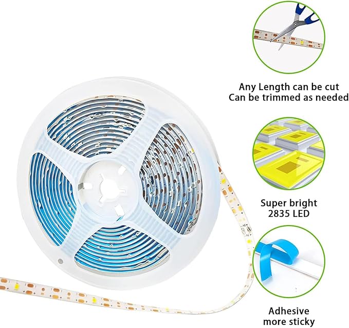 Solar LED Strip Lights Outdoor Waterproof 19.6FT 180 LED Solar Powered Rope Light Cuttable 8 Modes for Outside, Garden, Patio, Deck, Fence, Pathway, Stair, Poolside, 6000K White 2 Pack