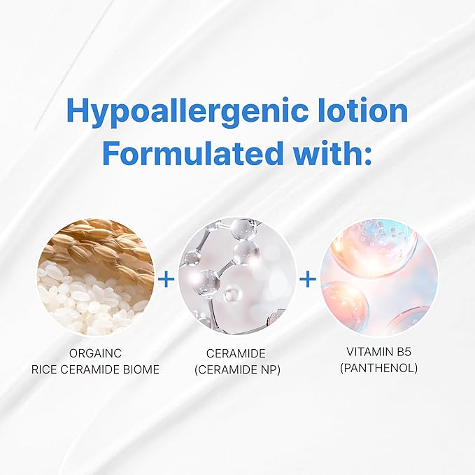 BEBESUP- Daily Hydration Baby Lotion | Korean Skincare for Sensitive & Atopic Skin 100-Hour Hydration Organic Rice & Ceramide Formula Hypoallergenic Fast Absorbing 10.14 fl. oz