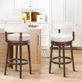 COLAMY Swivel Bar Stools Set of 2, 30 Inch Swivel Bar Height Bar Stools, Wood Swivel Barstools with Back, Modern Upholstered Wooden Barstools for Kitchen Island Dining Room Bar, Beige