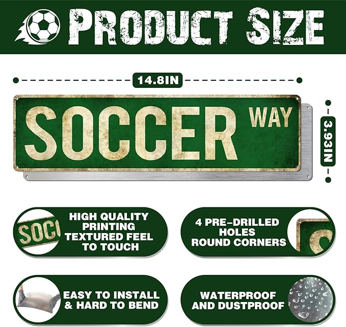 Rasonus Soccer Gifts for Boys 8-12 Men Soccer Poster Wall Decor for Girls Room, Vintage Sports Decor Teen Boys Birthday Christmas Wall Art for Bedroom Man Cave