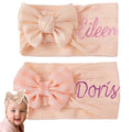Ulico 2 Pack Cute Custom Baby Girls Headband,Personalized Girls Headband with Name,Girls Embroidered Headbands,Newborn Headbands with Bow