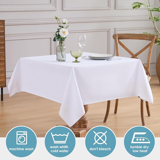 VidaFete Square Tablecloth 10 Pack52 x 52 Inch Tablecloths Stain Wrinkle Resistant Polyester Dining Table Cover for Kitchen Dinning Party Wedding Rectangular Tabletop Buffet Decoration(White)