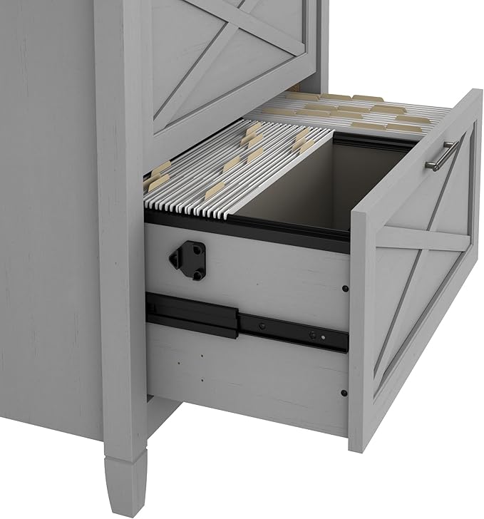 Bush Furniture Key West 2 Drawer Lateral File Cabinet in Cape Cod Gray | Document Storage for Home Office | Accent Chest with Drawers