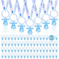 72 Cute Pacifier Necklaces for Boys & Girls - Acrylic Pacifier Necklace Set for Baby Shower Favors, Gender Reveal Party, Table Scatter or Necklace Game (Blue)