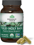 ORGANIC INDIA Tulsi Holy Basil Capsules - Holy Basil Extract - Holy Basil Leaf Supplement, Herbal Supplement, Immune Support, Stress Relief, Vegan, Gluten-Free, Kosher, Organic, Non-GMO - 60 Capsules