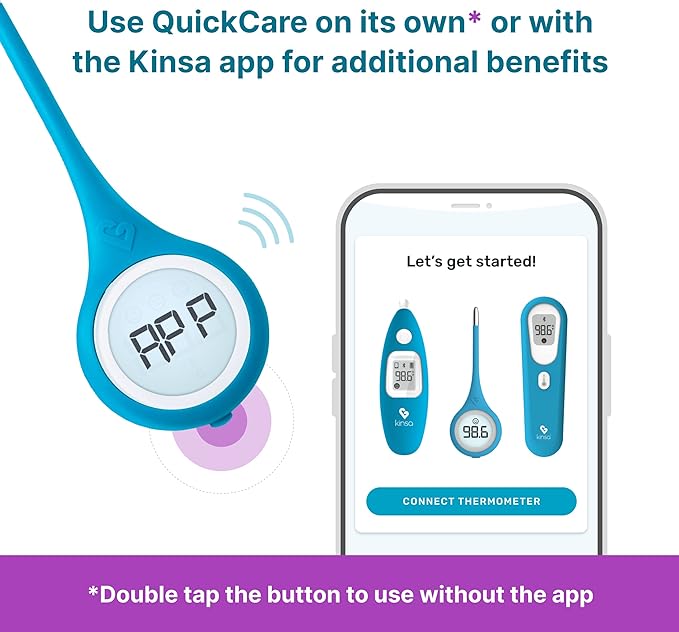 Kinsa Smart,Fever, Digital Medical Baby, Kid and Adult Termometro - Accurate, Fast, FDA Cleared Thermometer for Oral, Armpit or Rectal Temperature Reading - QuickCare