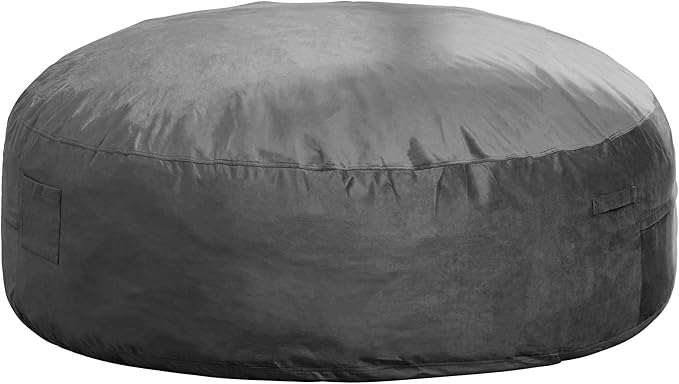 Hobestluk 6FT Bean Bag Chair Bean Bag Chairs for Adults Giant Bean Chairs with Velvet Cover, Memory Foam BeanBag Chair Fluffy BeanBag Chairs for Living Room, Bedroom- Grey (70" x 70" x 15")