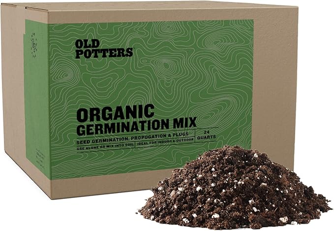 Old Potters Germination Mix with Peat Moss, Fine Perlite & Vermiculite - Perfect for Seed Germination, Plugs, and Cutting Propagation - Balanced pH, Enhanced Drainage and Aeration, 24 Quarts.