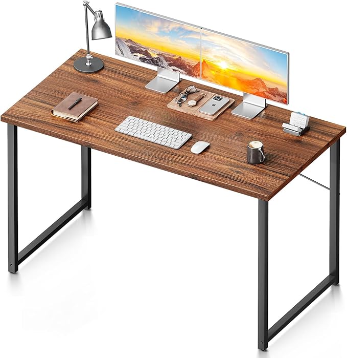 Coleshome 48 Inch Computer Desk, Modern Simple Style Desk for Home Office, Study Student Writing Desk, Deep Brown