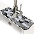 Kitchen Sink Splash Guard，White-black gray tiles Faucet Mat Sink Gadgets-Super