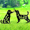 2 Pack Metal Dog Garden Decor for Outside - Unique Dog Statues, Decorative Garden Stakes, Labrador Pet Gifts for Women/Men, Silhouette Yard Art, Ideal for Decorating Backards, (11in)