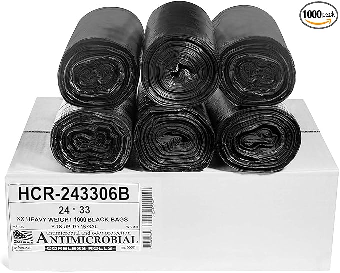 Aluf Plastics High Density Trash Bags, 16 Gallon, 6 Micron,