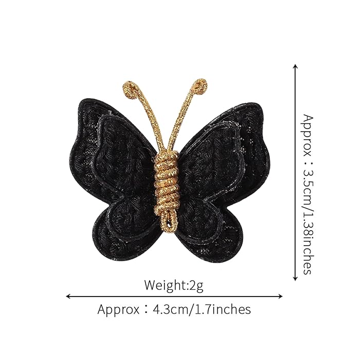 2 Pcs Butterfly Hair Bow Girl, Kid's Cute Hair Clips Barrettes Accessories for Infants Toddlers Baby Kids Fine Hair (Black)
