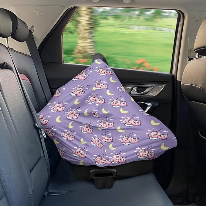 AFPANQZ Cartoon Pig Baby Car Seat Covers Winter Cozy for Girls Boys Multifunctional Infant Car Seat Canopy Nursing Cover High Chair Cover Full Coverage Breathable Stretchy Travel Outdoors