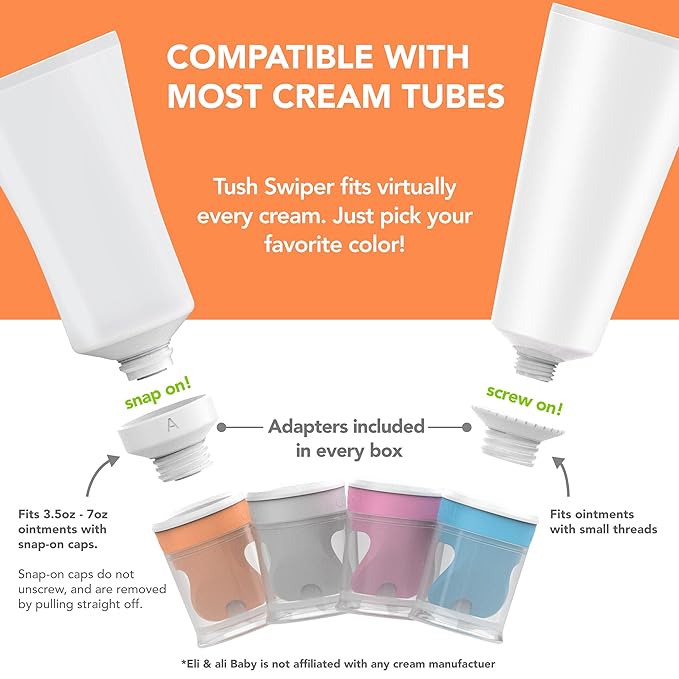 Eli & Ali Tush Swiper - Diaper Rash Cream & Butt Paste Applicator - Universal Fit for Most Diaper Creams | Mess-Free & Hygienic Alternative to Cream Spatula - Carry Less Baby Gear - Orange, 3 Pack