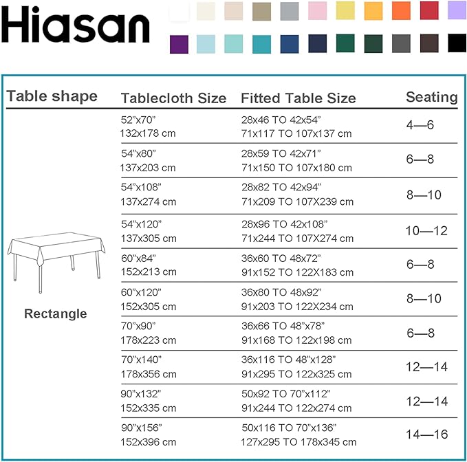 Hiasan Ivory Tablecloth for Rectangle Tables - Waterproof and Spillproof Washable Fabric Table Cloth for Dining Room Kitchen, 54 x 108 Inch
