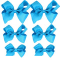 Sky Blue Bows for Girls,6PCS Hand-made Grosgrain Ribbon Hair Bows Alligator Clips Hair Accessories for Little Teen Toddler Girls Kids (Sky Blue)