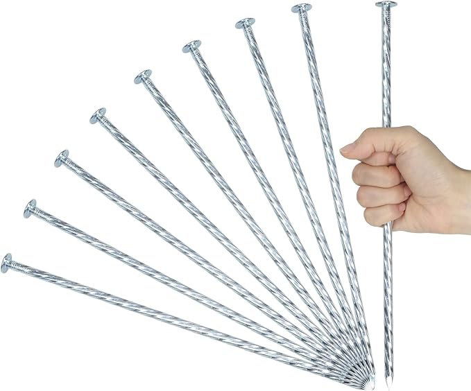 12 Inch Galvanized Landscape Stakes Metal Landscape Edging Anchoring Spikes, Landscape Anchoring Stake for Artificial Turf, Paver Edging, Weed Barrier, Tent, Camping, Carpentry (25)