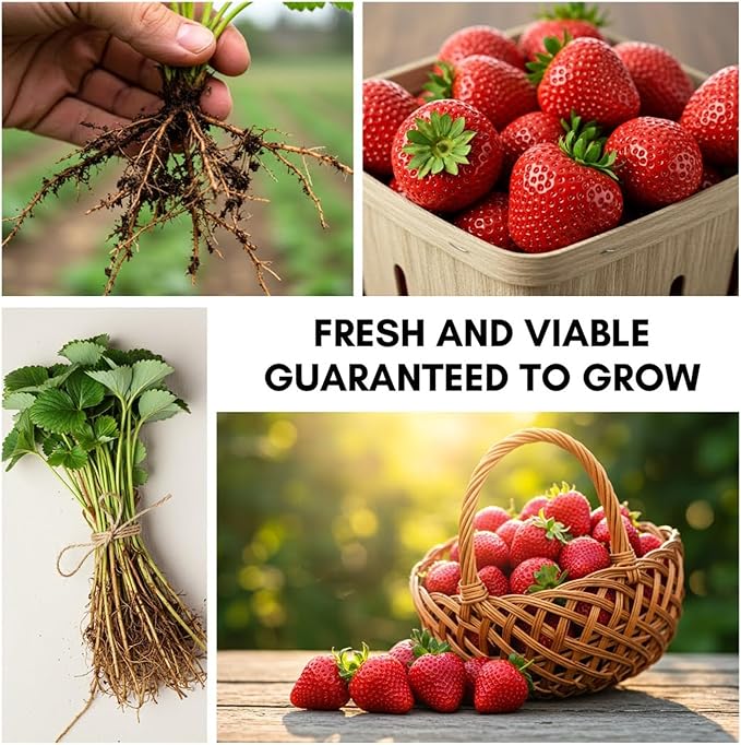 Sugar Berry Red Strawberry Plants for Growing - Prolific New Breed with Huge Yields and Amazing Sweet Flavor (20 Plants)