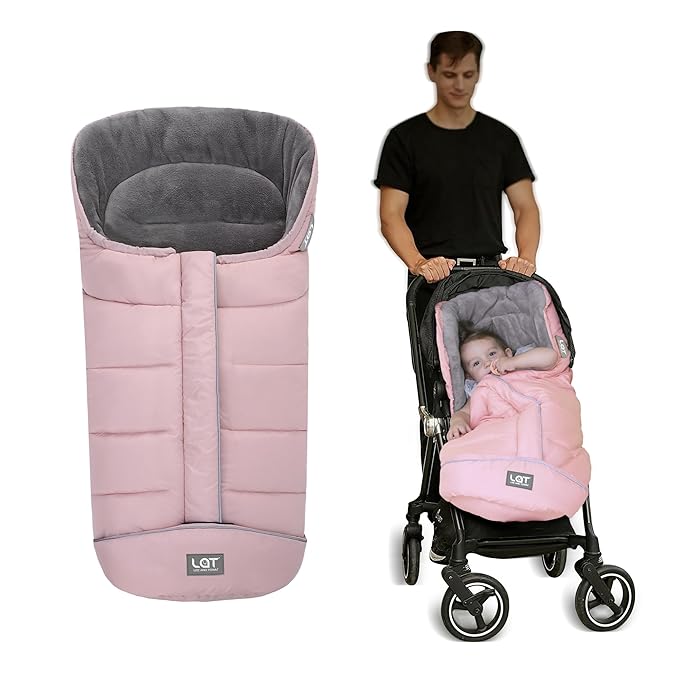 LAT Baby Warm Bunting Bag Universal,Stroller Sleeping Bag Cold Weather,Waterproof Toddler Footmuff (Basic,Pink)