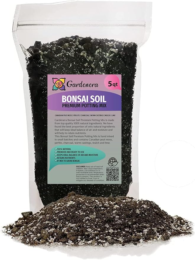 Gardenera Pro Bonsai Soil Premium Potting Mix Ingredients for Thriving Bonsai Growth and Resilience - 5 Quart