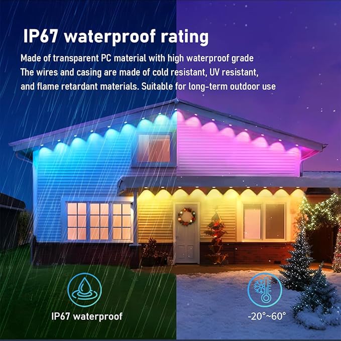 Permanent Outdoor Light,100ft with 72 LED Eaves Lights,Smart RGB Outdoor Lights with 75 Scene Modes,IP67 Waterproof,for Halloween Decorations,Christmas,Party,with App and Remote