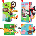 beiens Baby Books 0-6 Months, 2PCS Baby Toys 0-3-6-12-18 Months, Touch Feel Sensory Cloth Crinkle Soft Books, Tummy Time Stroller Infant Newborn Toys, Boy Girl Shower Gifts
