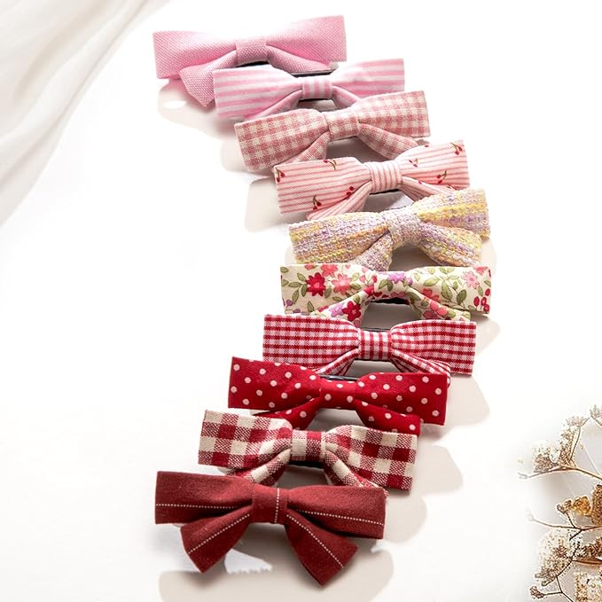 20pcs small red & pink hair bows for girls.Cute baby hair bows,Non-slip alligator hair clips.Toddlers bow clips,Handmade hair accessories for little girls gift set.