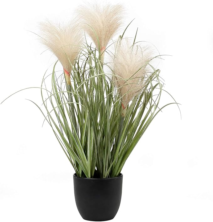 Briful Small Fake Plants 17" Faux Grass Plants Decor Artificial Potted Plants for Home Bathroom Office Desk Garden Indoor Decoration