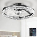 Ceiling Fans with Lights and Remote Low Profile Flush Mount LED Ceiling Fan with Lights 3000K-6500K Dimmable Foldable Fandelier Light 6 Wind Speeds Night Light for Bedroom Living Room Black