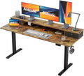 Agilestic 63 x 24 Inches Height Adjustable Electric Standing Desk with 2 Drawers, Stand Up Electric Desk Adjustable Height, Sit Stand Computer Gaming Table with Splice Board, Rustic Brown