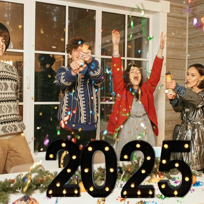 LED Marquee Numbers, 8.58 Inch Led Light Up Numbers for Party, Small Light Up Letters, Battery Powered Lighted Number for Table, Birthday, Night Light, Christmas or Home Decor (Black, Number 5)