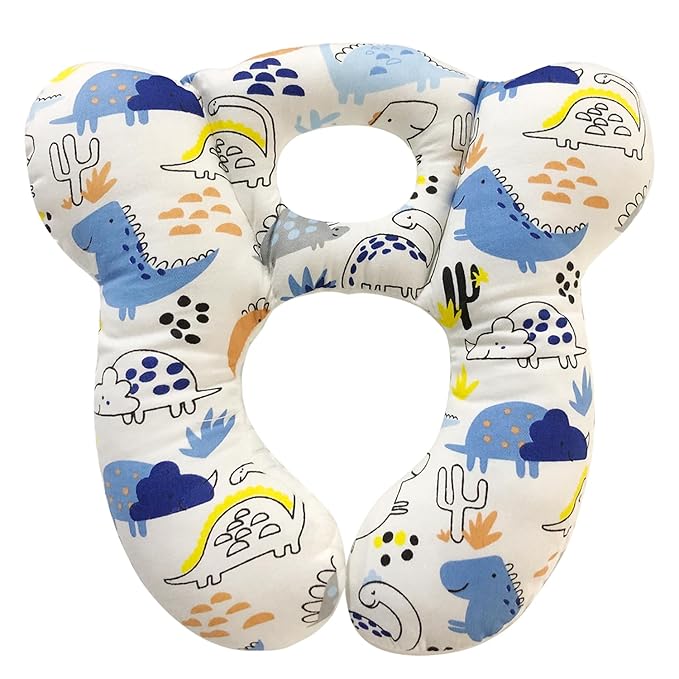 Baby Travel Pillow,Soft and Skin Friendly Kids Cushion for Car Seat - Newborn Pillow for Pushchair,Car Seat,Travel (Blue Dinosaur)