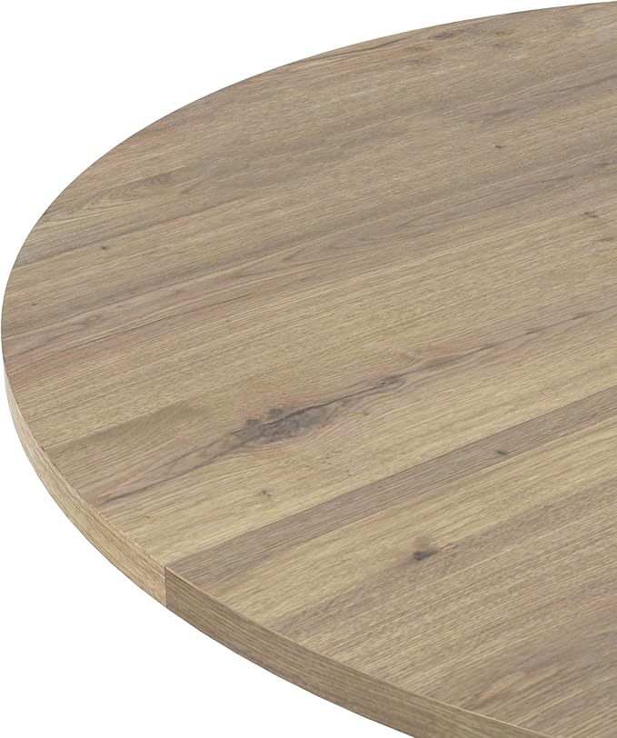 31.5" Small Round Dining Table for 2-4 People, Space Saving Circle Kitchen Dinner Table, Stable X-Legs Dining Room Desk for Kitchen, Apartment, Natural Oak