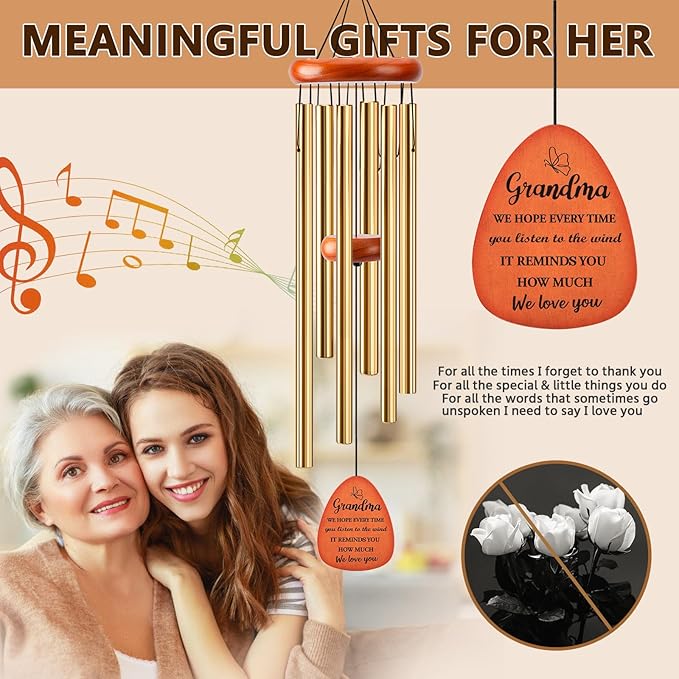 Nana Gifts, 32" Wind Chimes Gifts for Nana, Nana Birthday Gift, Meaningful Gift for Birthday Mothers Day Thanksgiving Christmas