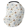 Watercolor Owls Boho Leaves Car Seat Cover for Babies Owl Breeds Green Leaves Stretchy 5-in-1 Cover Adjustable Infant Carseat Cover Canopy Vintage Birds Breathable Nursing Cover-Up