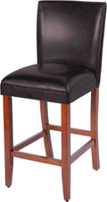 HomePop Home Decor | Classic Counter Height Bar Stools | 29 Inch Bar Stools | Decorative Home Furniture (Brown Faux Leather) Single Pack
