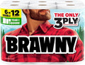 Brawny Tear-A-Square 3-Ply Paper Towels, 6 Double Rolls = 12 Regular Rolls