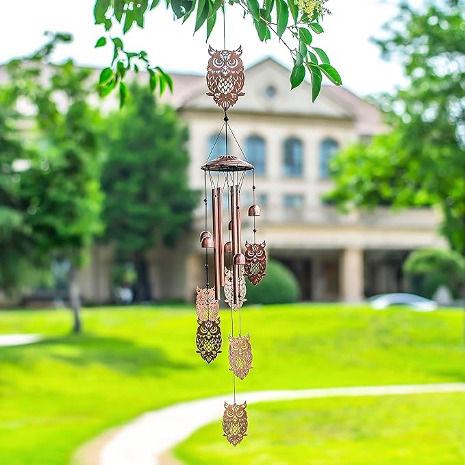Owl Wind Chimes Outdoor Owl Gifts for Women/Men/Mom/Wife/Grandma Birthday Gifts Memorial Gift Metal WindChimes for Outside/Indoors, Lawn, Patio, Home, Porch, Yard Decor, Garden Decorations