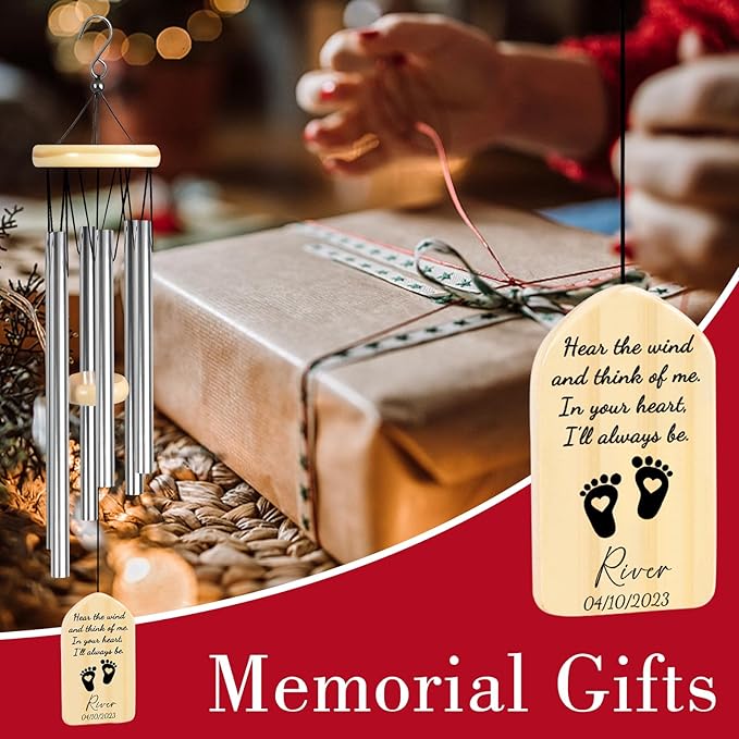 Memorial Wind Chimes for Infant Loss - Sympathy Gift for Miscarriage, Pregnancy Loss, and Angel Baby Keepsake