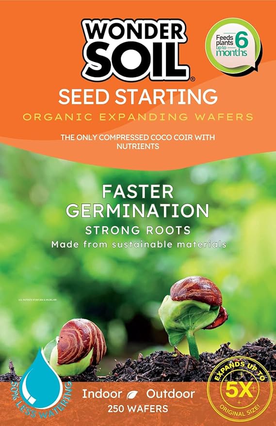 WONDER SOIL | 250 Organic Seed Starter Pellets | Ready to Plant Seed Starting Soil Loaded with Pre-Mixed Nutrients | Fast Germination | Indoor or Outdoor | 250 Count