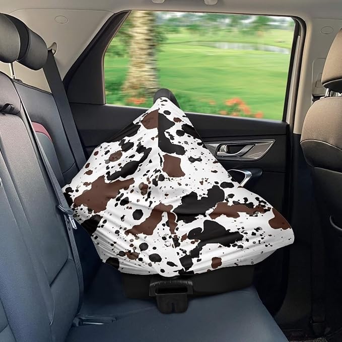 AFPANQZ Cow Print Nursing Covers for Newborns Baby Car Seat Covers for Baby Boys Girls, All Season Baby Carseat Canopy Cover Ups Breastfeeding Scarves Breathable Scarf